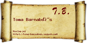 Toma Barnabás névjegykártya