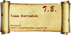 Toma Barnabás névjegykártya